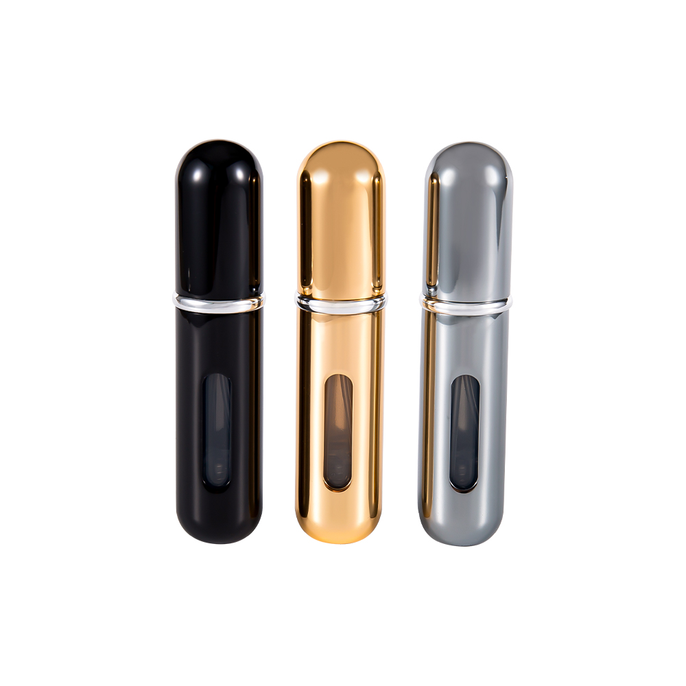 زجاجة عطر قابلة لإعادة التعبئة بقاعدة مستديرة سعة 5 مل من الألومنيوم قابلة للتخصيص باللون والشعار