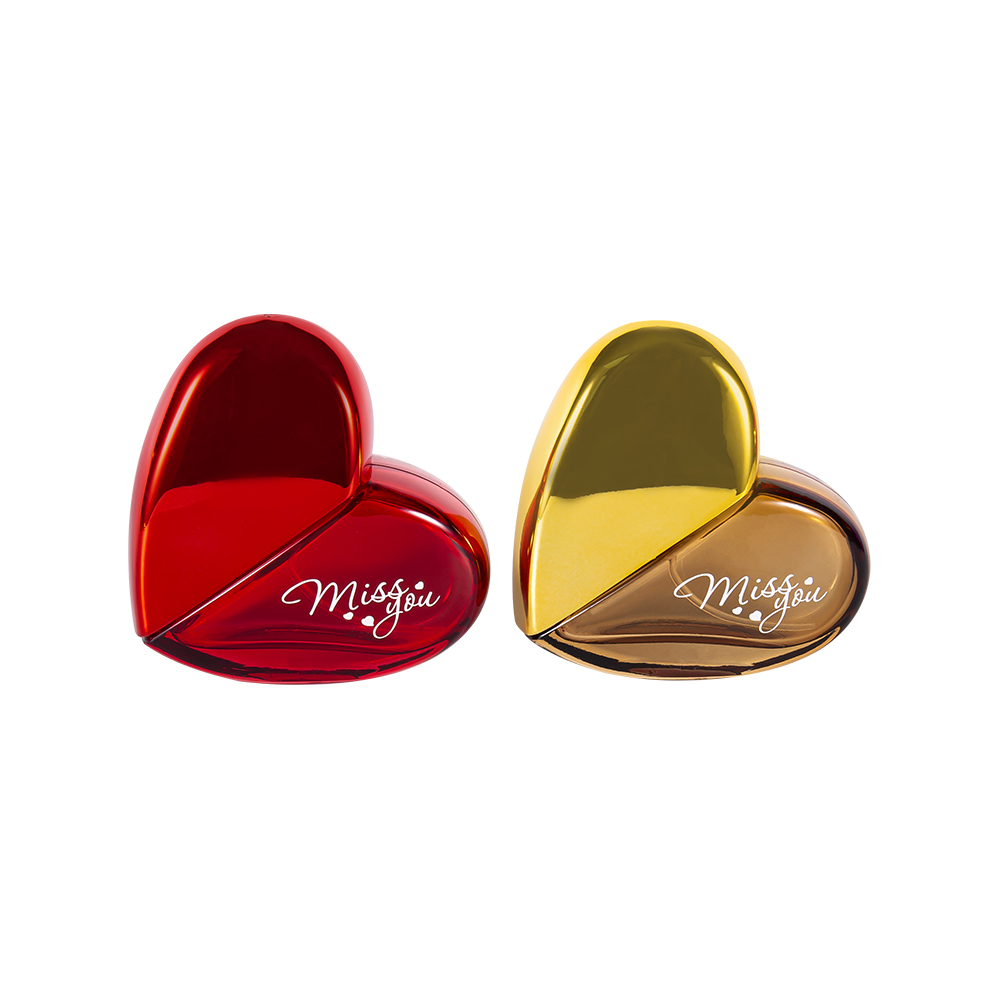 GC193-WJ501 زجاجة عطر زجاجية على شكل قلب سعة 50 مل مع غطاء بلاستيكي PP للأشعة فوق البنفسجية