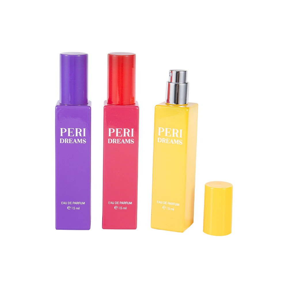 GC4421-WJ2369B 15ML زجاجة عطر زجاجية مستطيلة ذات سعة صغيرة مع غطاء PP أسطواني