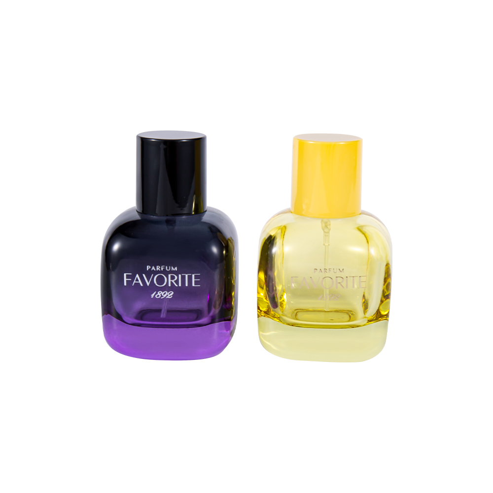 GC4869-WJ2531 زجاجة عطر زجاجية مزخرفة سعة 50 مل مع غطاء PP، سلسلة متعددة السعة
