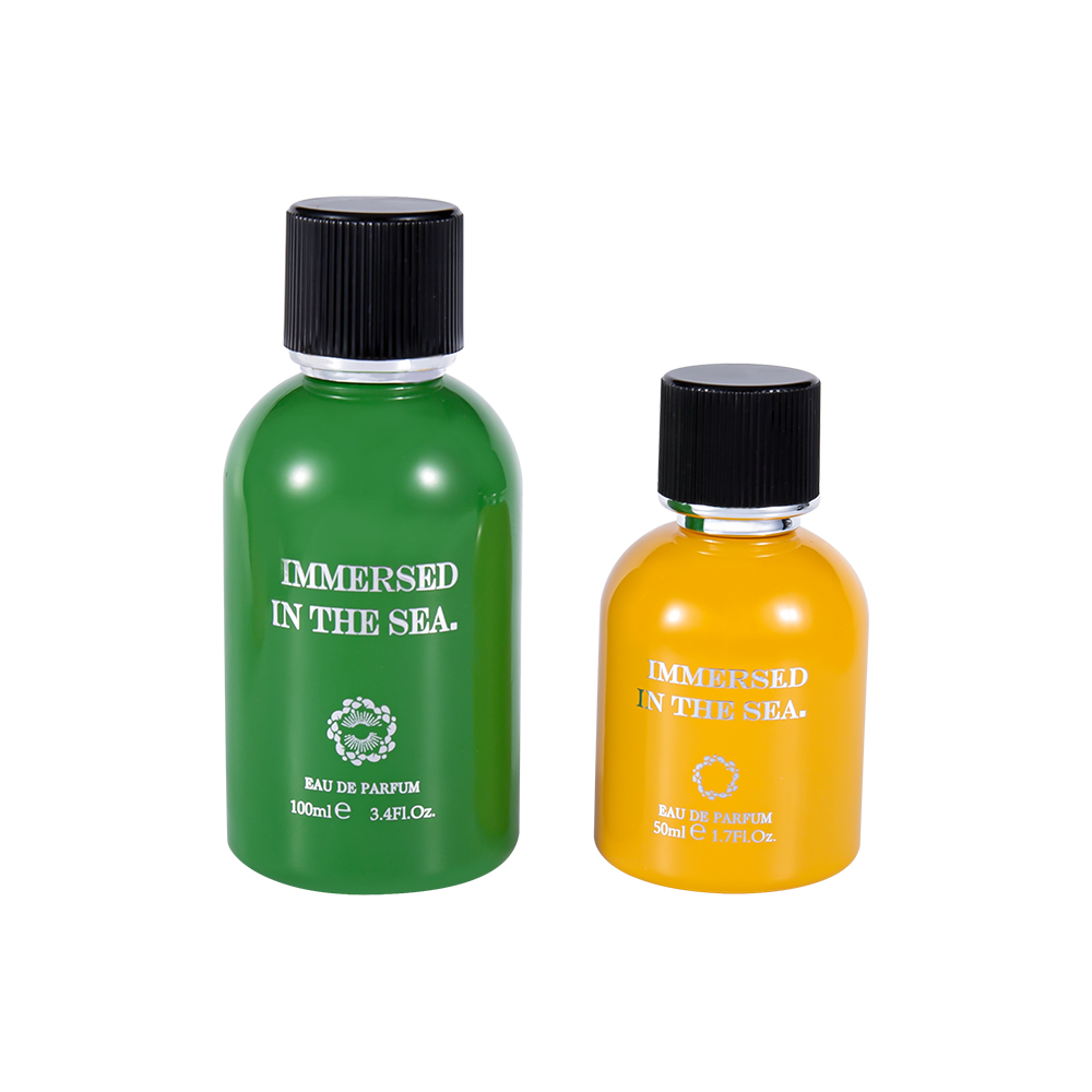 GC4463-WJ2361 زجاجة عطر زجاجية مزخرفة جديدة سعة 100 مل مع غطاء عطر أسود