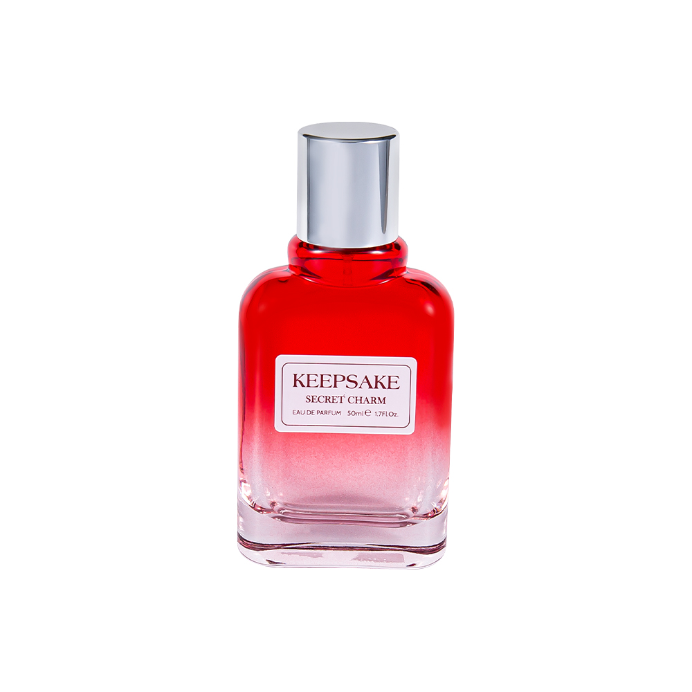 KY861-WJ412 زجاجة عطر زجاجية فارغة جديدة سعة 50 مل مع غطاء فضي لامع